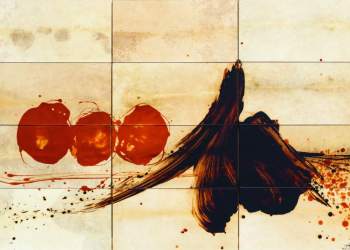 Larbi-Cherkaoui-Lajout-2023-Mixed-media-on-skin-100-x-150-cm.-Courtesy-of-LAtelier-21.-