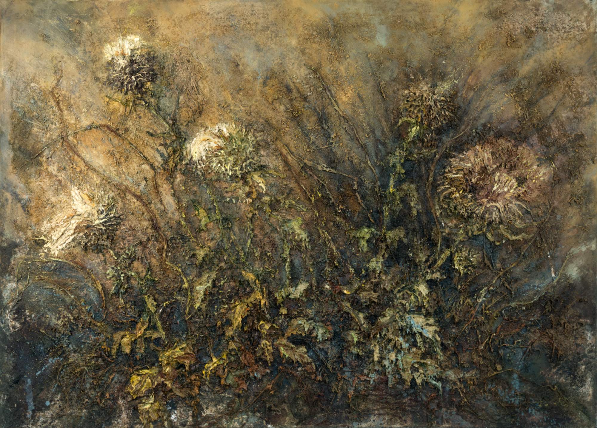 Late Thistles by Liza Libenko | mixed media on linen | Galerie REINBERG | Foto: Johannes Starmühler Late Thistles by Liza Libenko | mixed media on linen | Galerie REINBERG | Foto: Johannes Starmühler