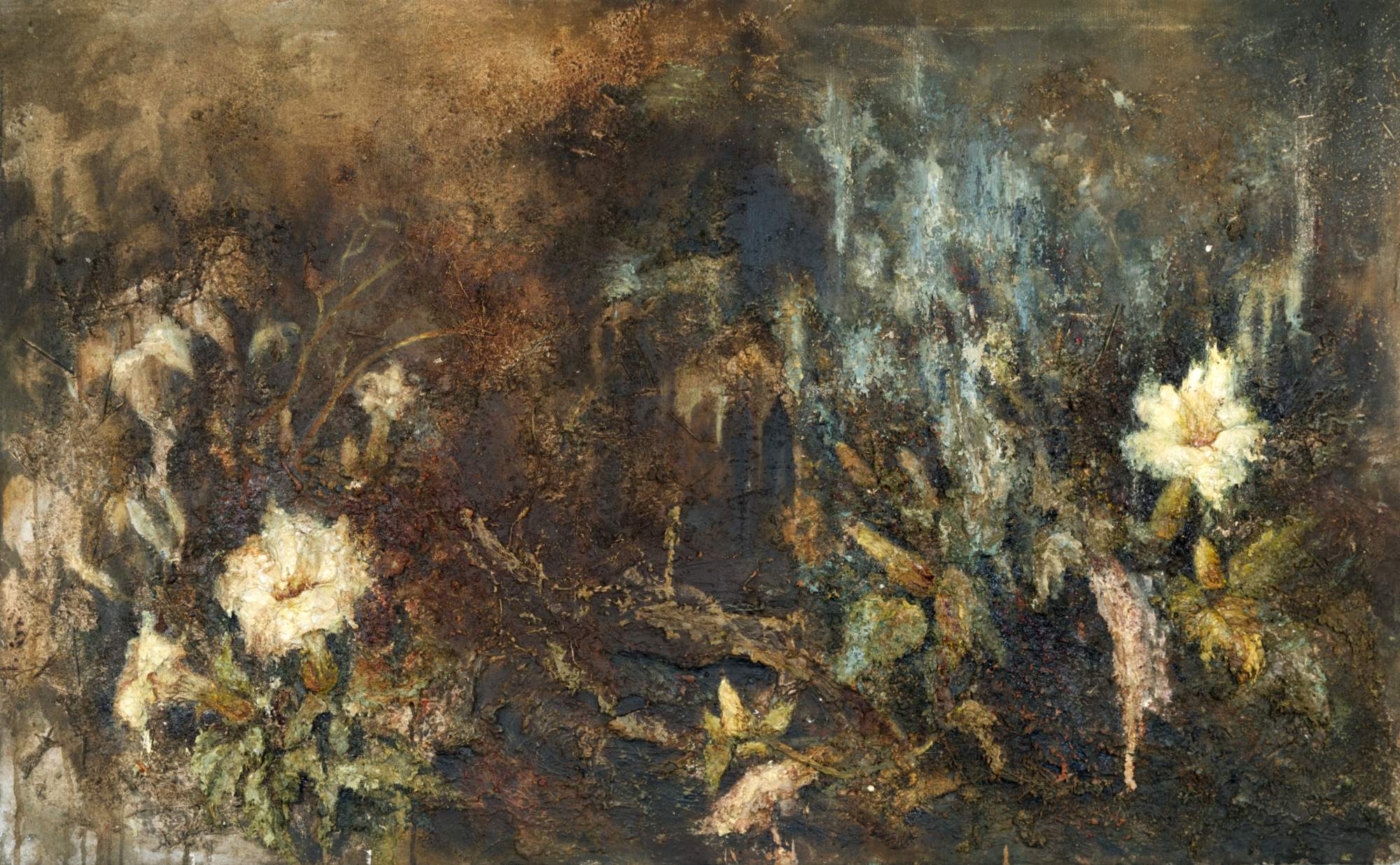Die Stechapfelstunde by Liza Libenko | Mixed Media on linen | 100 x 160 cm | Galerie REINBERG Die Stechapfelstunde by Liza Libenko | Mixed Media on linen | 100 x 160 cm | Galerie REINBERG